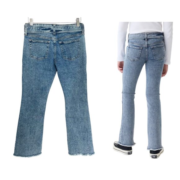 Gap Kids Jeans Girls 10 Plus Low Rise Belted Boot Medium Wash Blue Denim 499944 - Picture 2 of 13